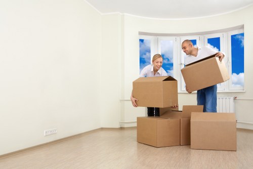 Commercial office furniture and equipment prepared for relocation in South London